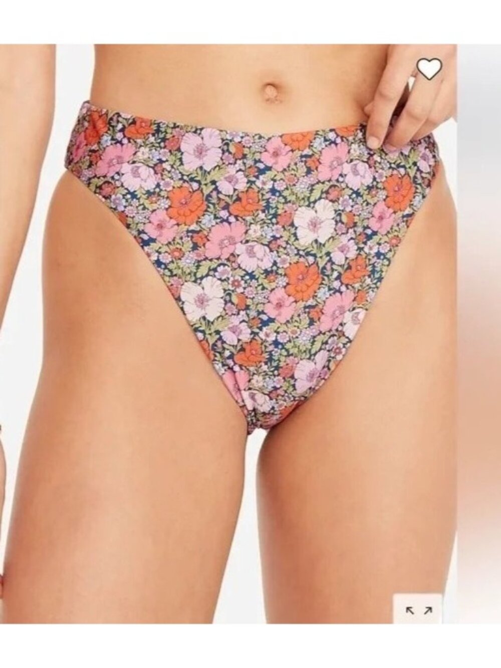 J.Crew Womens High Rise Cheeky Bikini Bottom Liberty Floral Pink Green 2X